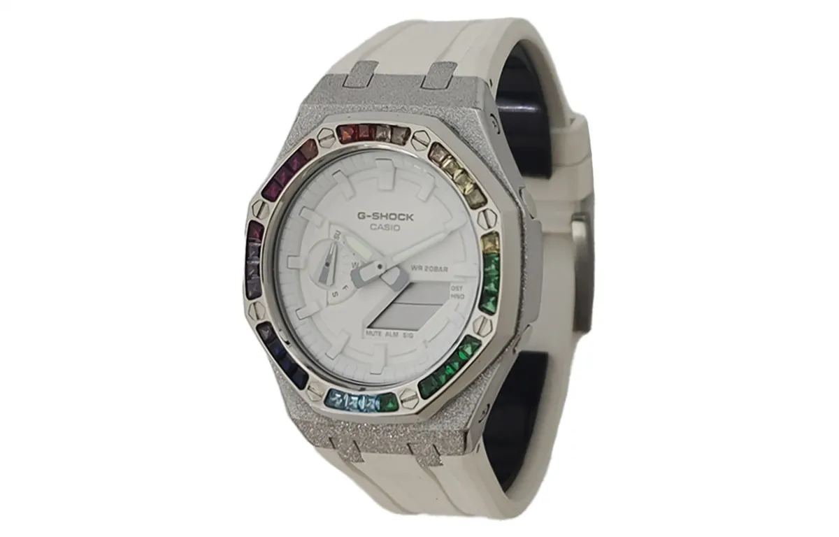 CASIO Men Liquid Crystal/Analog Dual Display Series White Watch