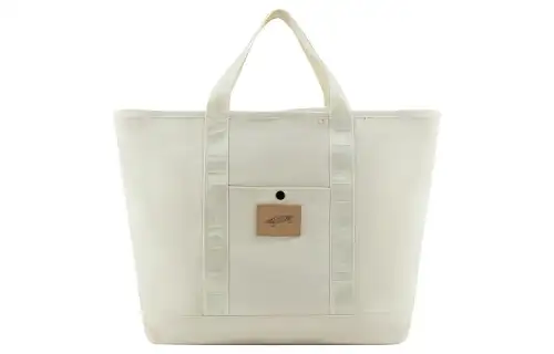 Vans Zip Closure Canvas Tote Bag, Shopping Bag, Canvas Bag, One Shoulder Handbag Regular Unisex Beige Yellow