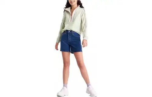 Levis Denim skirt, dark blue shorts, loose straight fit