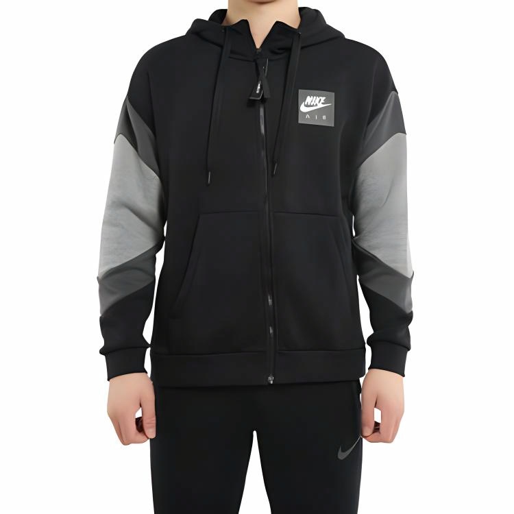 Мужская куртка Nike Air Hood Fz Flc Logo (черная) — фото 3