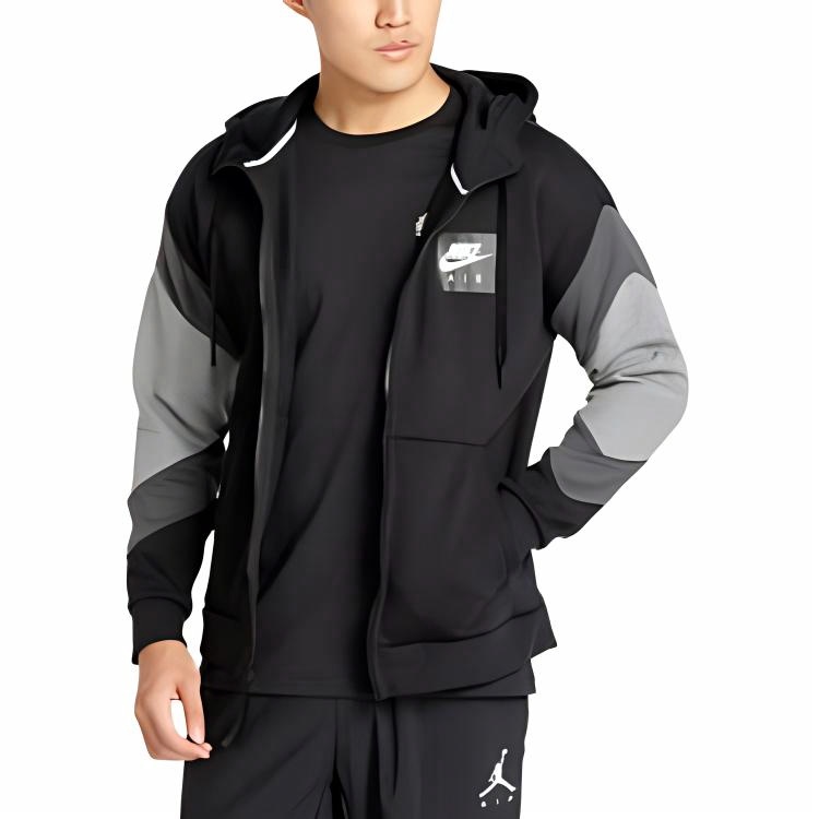 Мужская куртка Nike Air Hood Fz Flc Logo (черная) — фото 4