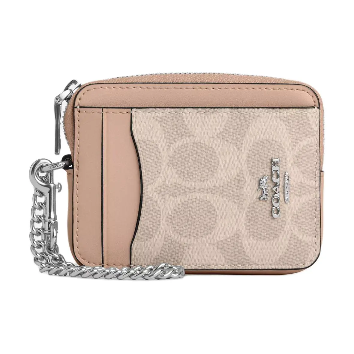 COACH CANVAS Coated Canvas Card Holders Women's Sand & Taupe