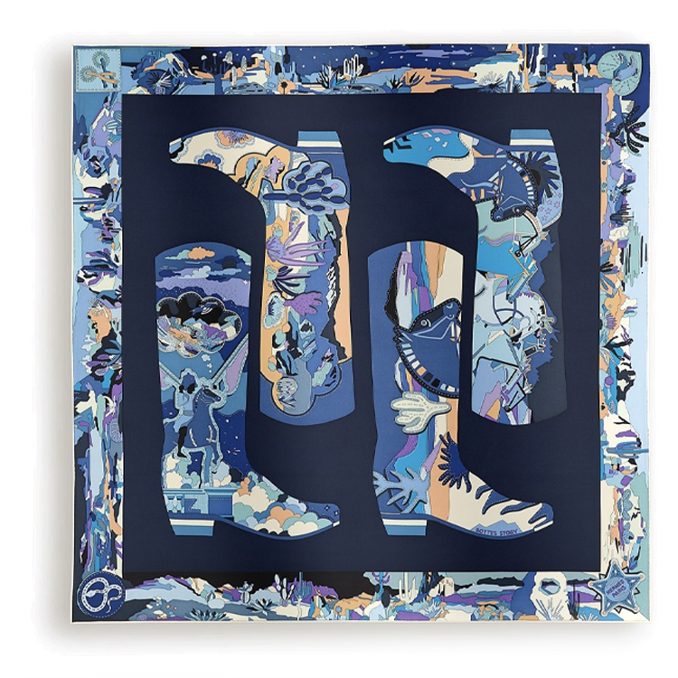 Женский шарф Hermes Silk Scarf (оранжево-синий)