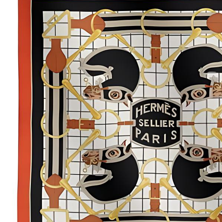 Женский шарф Hermes (оранжевый) — фото 3