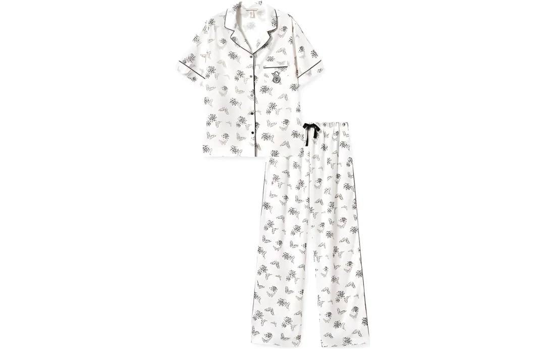 Victoria's Secret Pajama Set Women's Ink Wash White