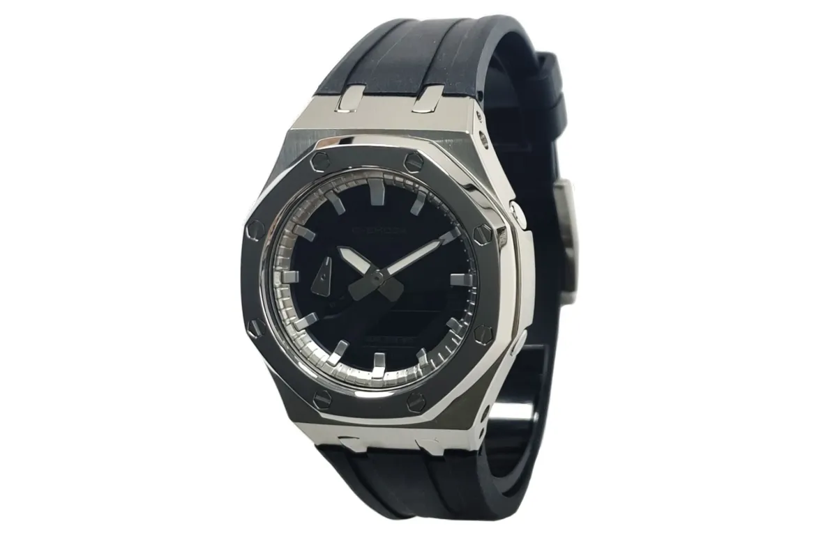 CASIO Custom Collection Electronic Movement Fluoroelastomer Strap Watch Men's Watches Black Dial