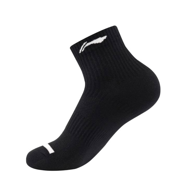 Li Ning Crew Socks Unisex 6 Pack Black White Gray