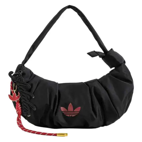 Adidas originals Clover Year of the Snake New Year Style Fashion Brand Logo Zipper Closure Polyester (Polyester Fiber) Croissant Bag Cloud Bag Croissant Bag Hand-held Shoulder Bag Women's Black