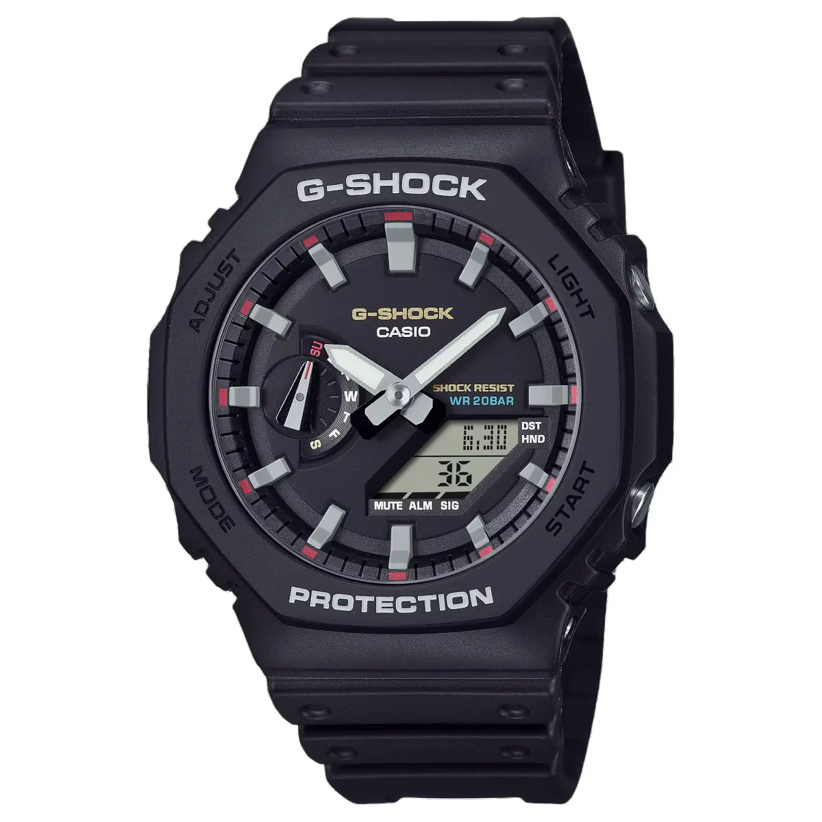 CASIO Analog Digital Display Eight Prince Quartz Movement Resin Strap Watch Unisex Black Dial