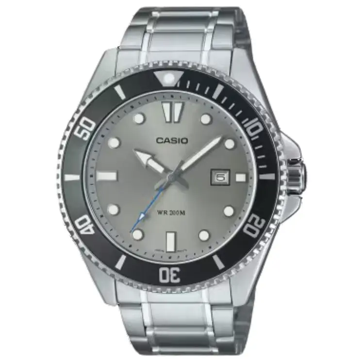 CASIO 200m Waterproof Quartz Movement Stainless Steel Strap Watch Unisex Gray Dial