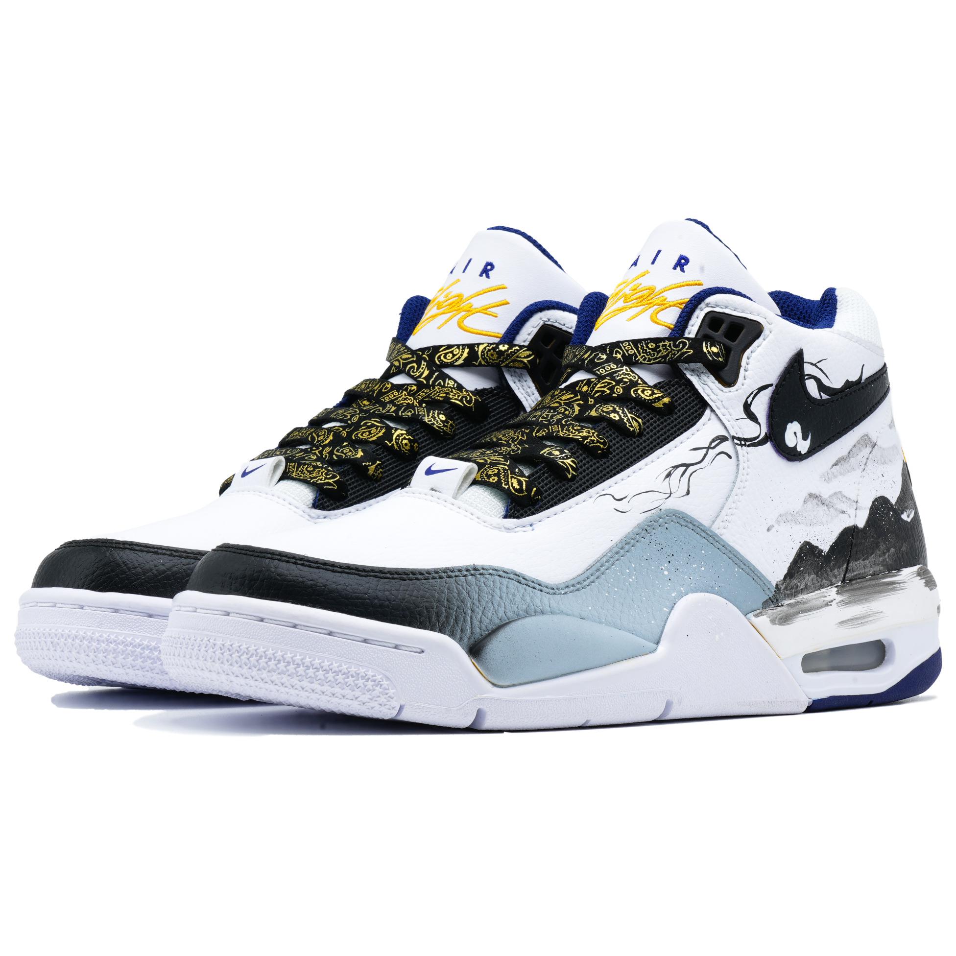 Nike Flight Legacy Slip Resistant Abrasion Resistant High top Vintage Basketball Shoes Men’s Black White
