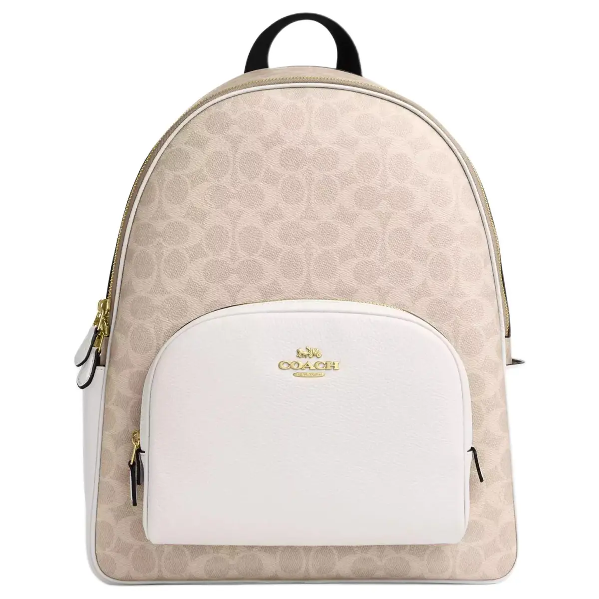COACH Court Coated Canvas With Leather Backpack Large Women's Beige