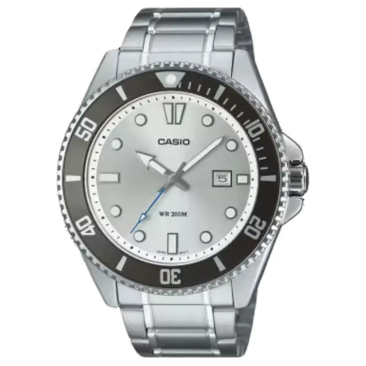 CASIO 200m Waterproof Quartz Movement Stainless Steel Strap Watch Unisex Silver Dial
