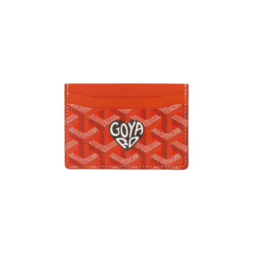 GOYARD Saint Sulpice Canvas With Leather Dog's Teeth Card Holder Card Holder Unisex Orange & Gray Small Heart