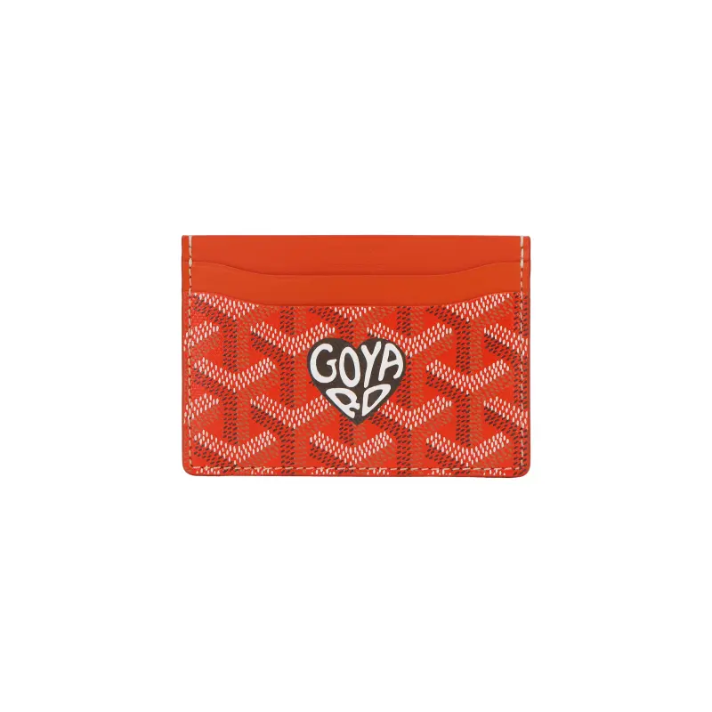 GOYARD Saint Sulpice Canvas With Leather Dog's Teeth Card Holder Card Holder Unisex Orange & Gray Small Heart