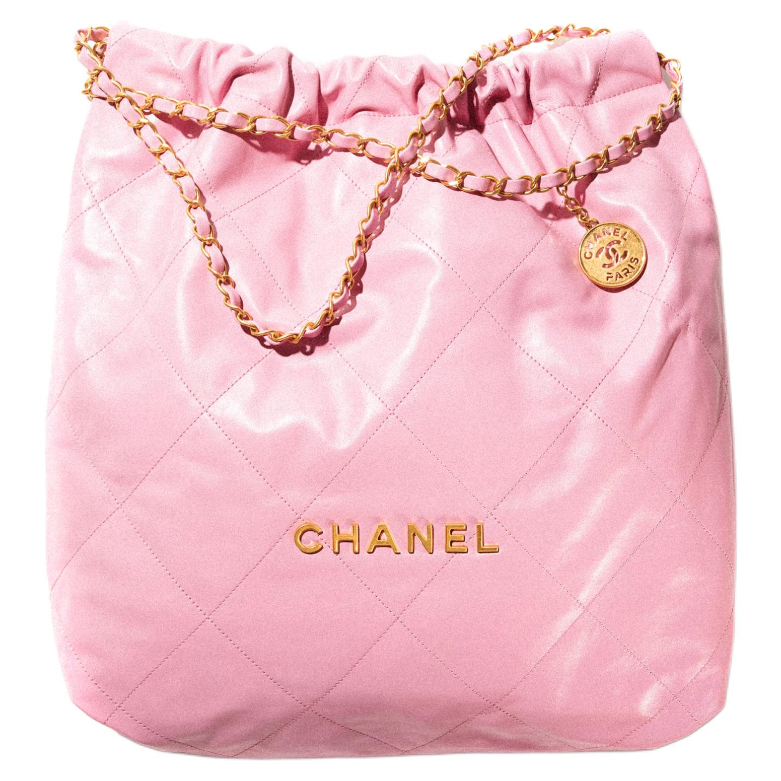 CHANEL 22K Fall Winter 22Bag Shiny Calfskin Tote Bag, Shopping Bag, Handbag, Shoulder Bag Large Women's Pink