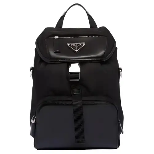 PRADA Brushed Leather Backpack Men's Black