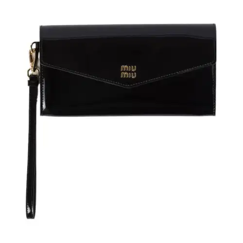 MIU MIU Patent Leather Card Holder Women's Black & Red