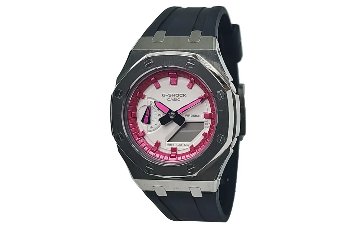 CASIO Custom Collection Quartz Movement Fluoroelastomer Strap Watch Men's Watches White Dial