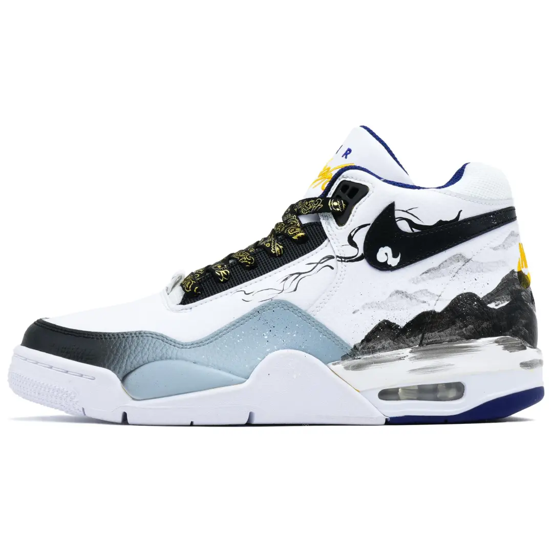 Nike Flight Legacy Slip Resistant Abrasion Resistant High top Vintage Basketball Shoes Men's Black White