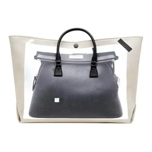 Maison Margiela Calfskin Handbag, Shoulder Bag Women's Beige & Black