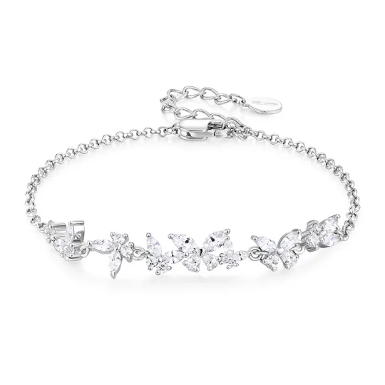 KADER 925 Sterling Silver Synthetic Cubic Zirconia Bracelets Women's Silver white Gift Box