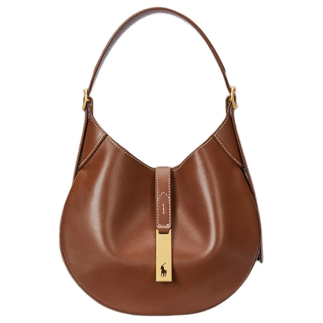 Polo Ralph Lauren Polo ID Cow Leather Dumpling Bag Shoulder Bag Small Women's Brown