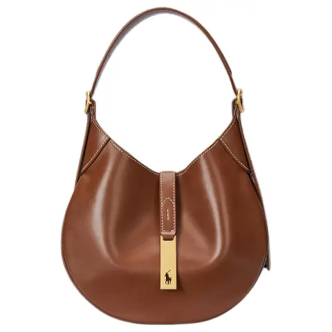 Polo Ralph Lauren Polo ID Cow Leather Dumpling Bag Shoulder Bag Small Women's Brown