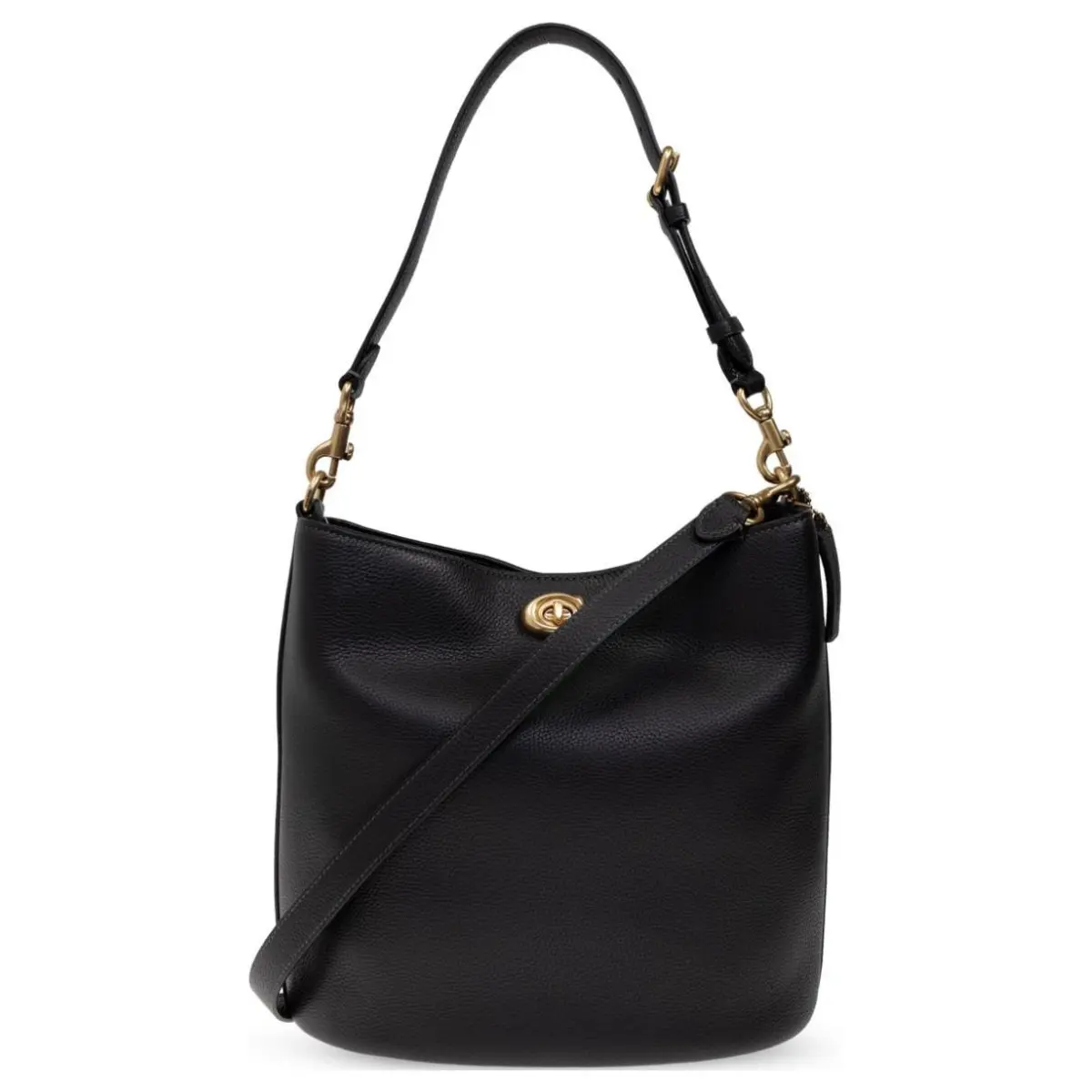 COACH Leather Bucket Bag, Shoulder Bag Large Women's Black