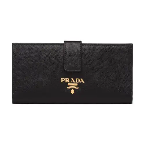 PRADA Saffiano Leather Card Holder, Wallet Large Women's Black