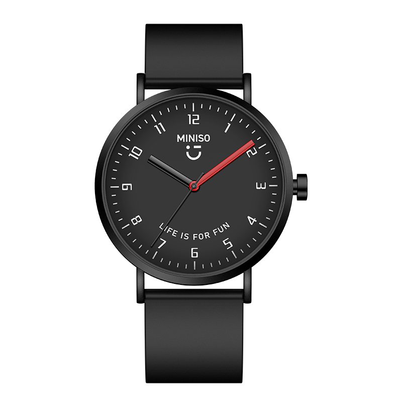 Quartz swiss watch for students for work and office, silicone watch strap for men and women, black trend fashionable universal waterproof shockproof dial, quartz mechanism