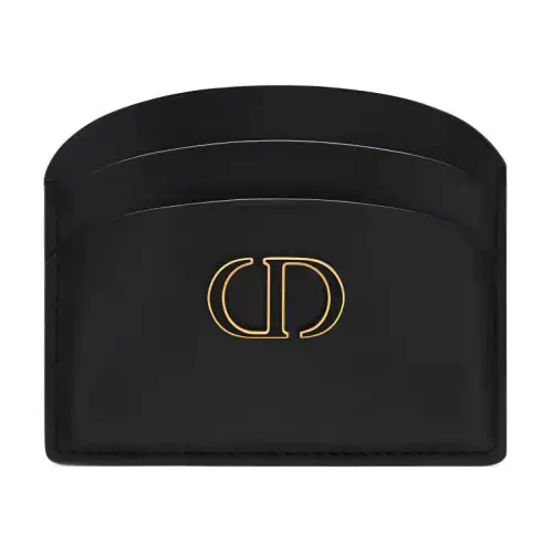 DIOR 30 Montaigne Smooth Cow Leather Card Holder Women's Black