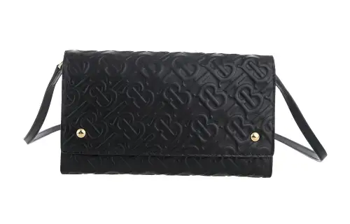 Burberry Leather Wallet, Shoulder Bag, Crossbody Bag Mini Women's Black
