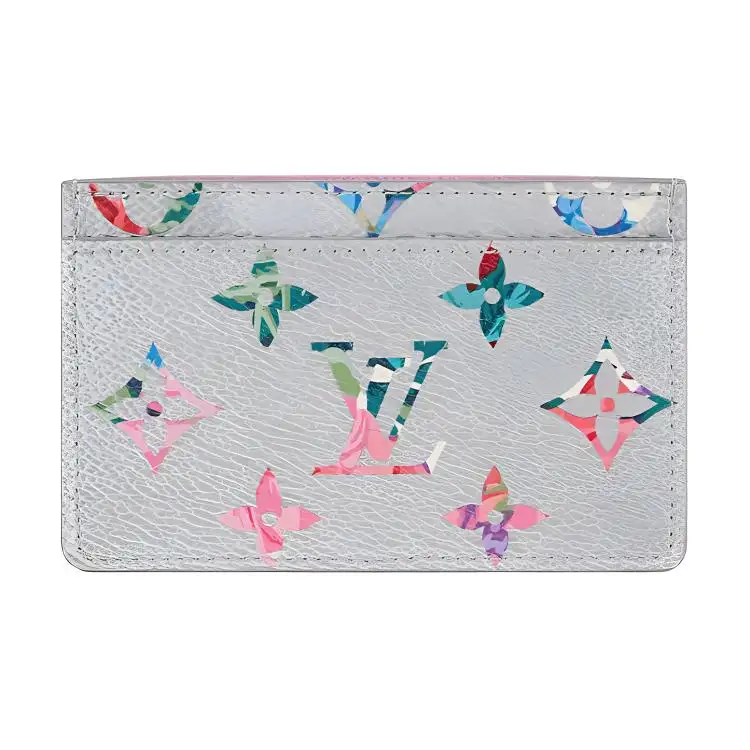 LOUIS VUITTON Card Holder Floral Monogram Silvery/Multi