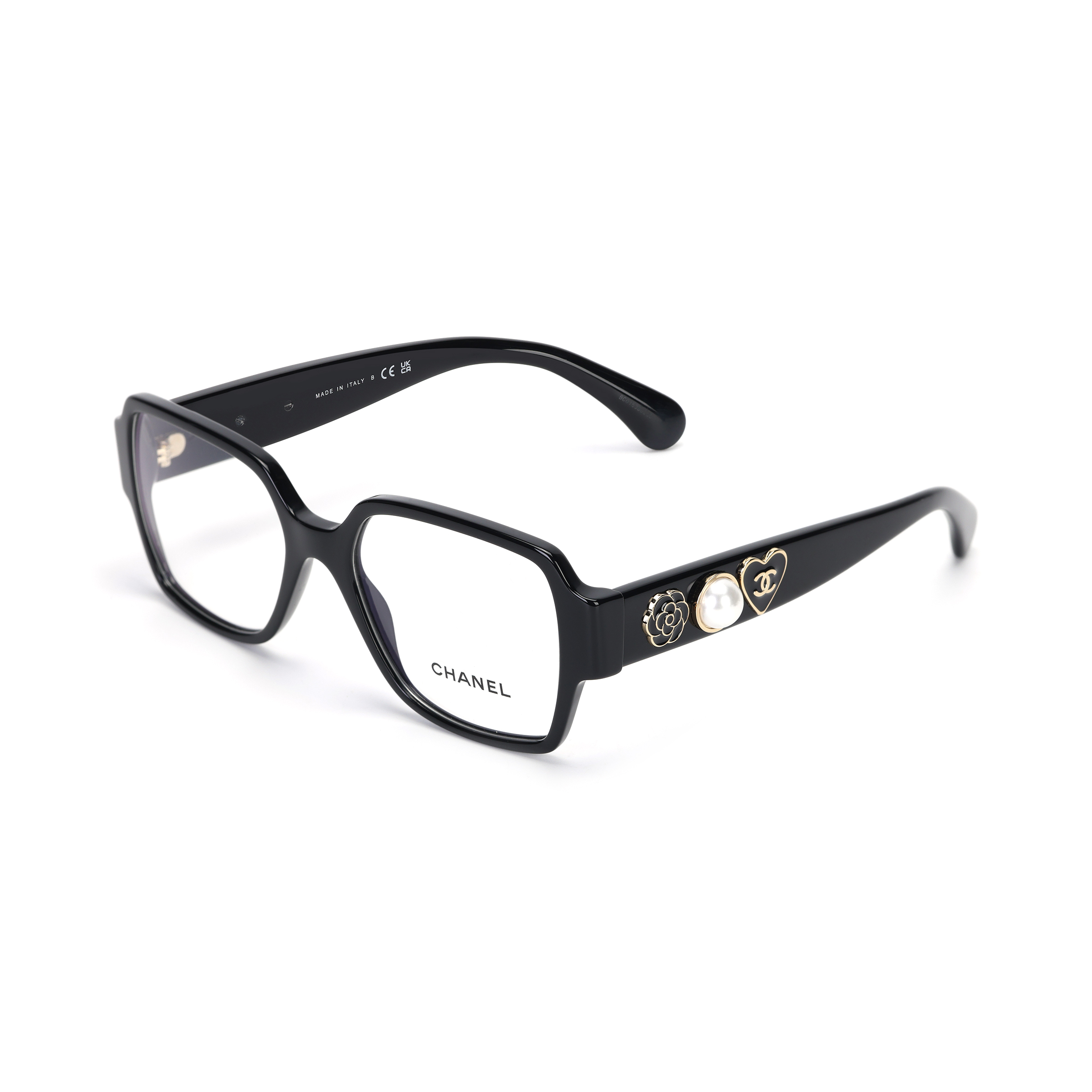 CHANEL Double C Lightweight Square Eyeglass Frames Unisex Black