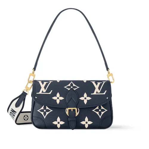 LOUIS VUITTON Diane Detachable Strap Cow Leather Shoulder Bag Women's Marine Blue & Cream