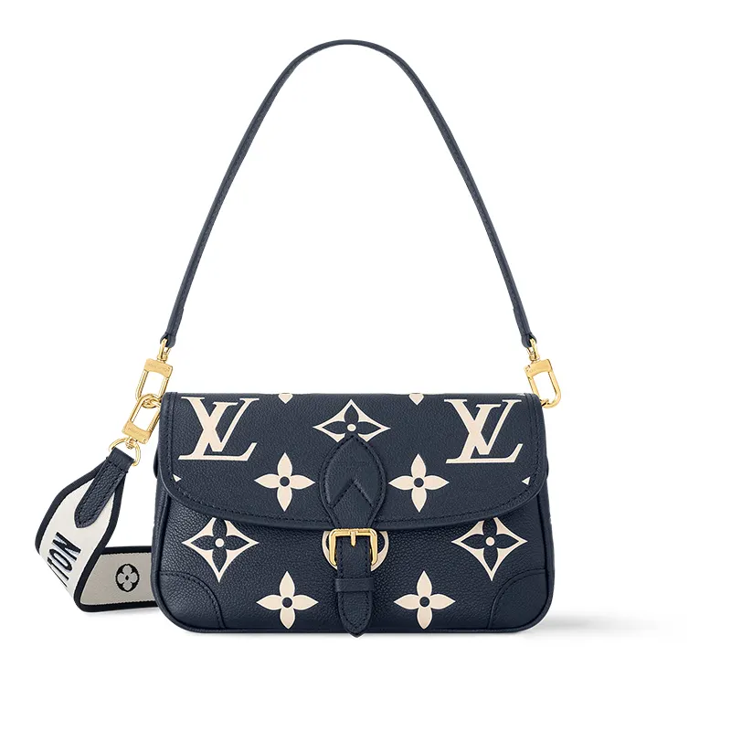 LOUIS VUITTON Diane Detachable Strap Cow Leather Shoulder Bag Women's Marine Blue & Cream