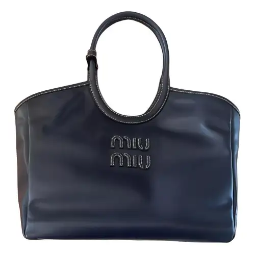 MIU MIU Ivy Leather Handbag Women's Dark Blue