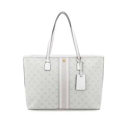 TORY BURCH Tory Burch T Monogram Coated Canvas Tote Bag, Shopping Bag, Shoulder Bag, Handbag Women's White