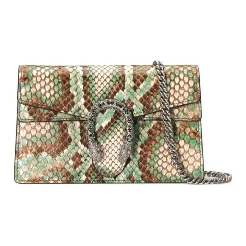 GUCCI Python Skin Shoulder Bag, Crossbody Bag Extra Mini Women's Beige/Green