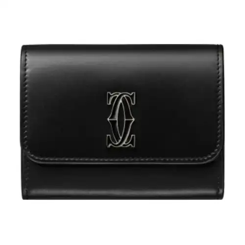 CARTIER Calfskin Wallet, Card Holder Women's Black
