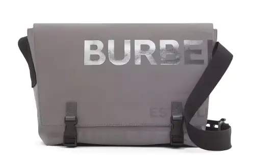 Burberry Print Leather Messenger Bag, Messenger Bag, Shoulder Bag, Crossbody Bag Men's Pastel Pink Gray