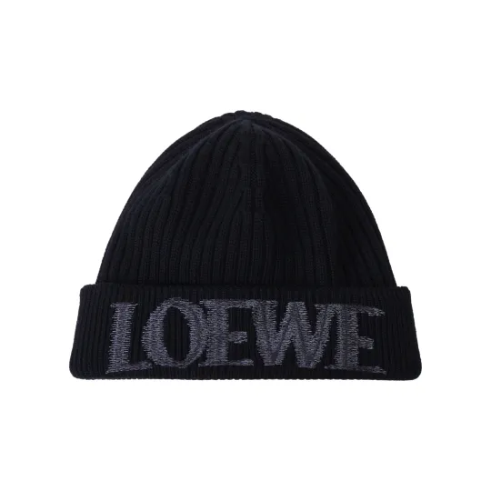 LOEWE Logo Embroidered Ribbed Knit Beanie