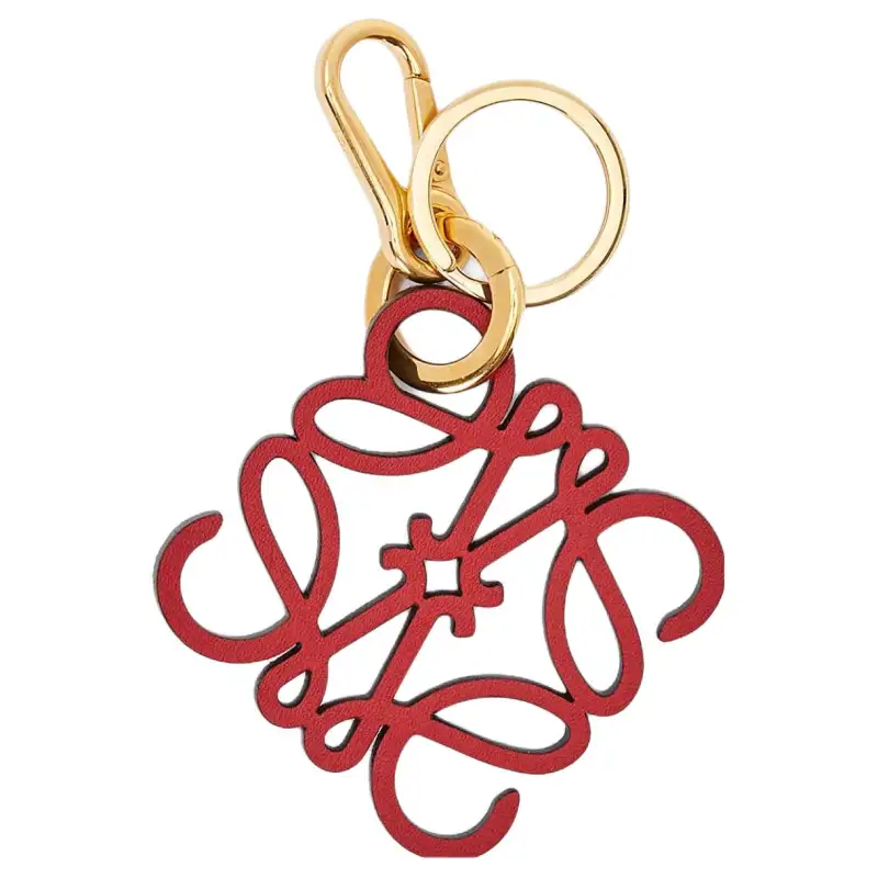 LOEWE Anagram Cow Leather Bag Accessory Women's Red & Gold