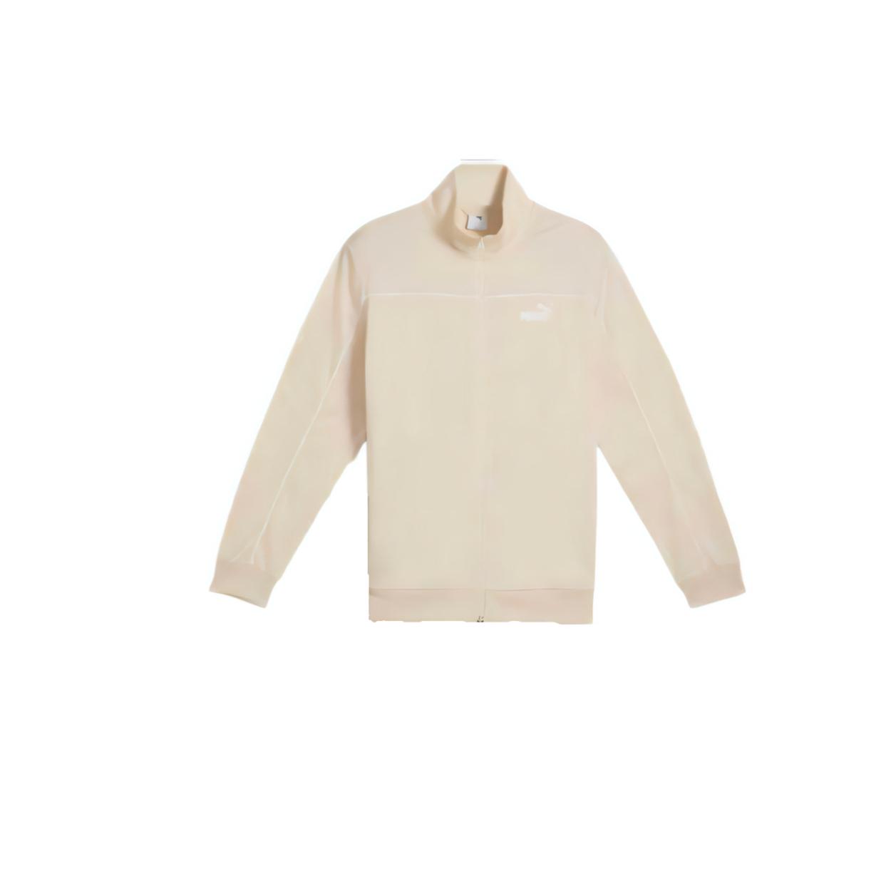 PUMA Casual Sportswear Men’s Clothing Sets Beige Top+Black Bottom Stand Collar Moderate