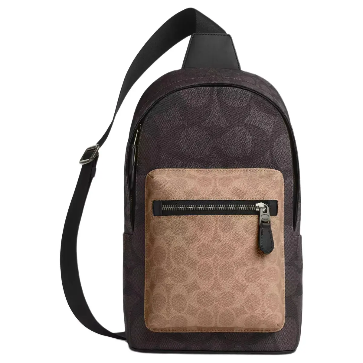 COACH West Signature Coated Canvas Crossbody Bag Sling Bag Small Men's Walnut & Brown Umber