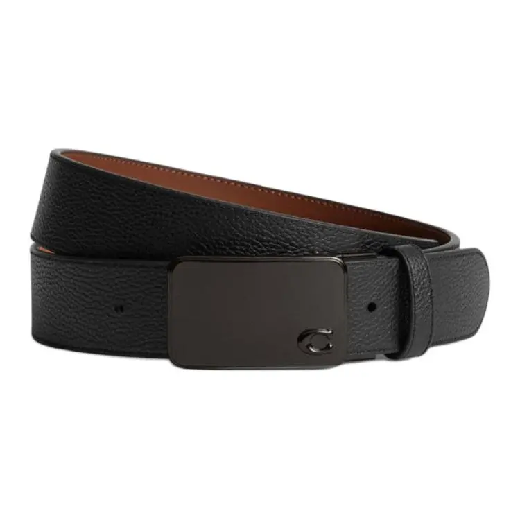 COACH Leather Belts Men's Black/Brown Width 3.8cm
