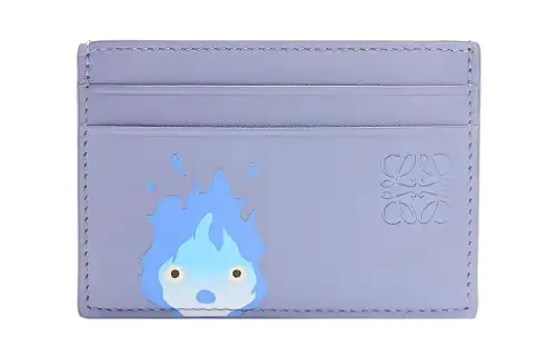 LOEWE Hal's Mobile Castle, Collaboration Cow Leather Card Holder Women's Purple