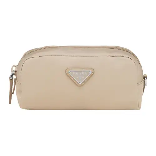 PRADA Re Nylon Fabric Handheld Makeup Bag Toiletry Bag Regular Women's Beige