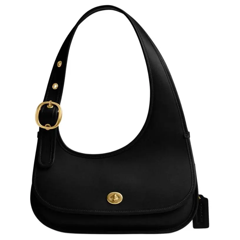 COACH Cashin Cow Leather Shoulder Bag Large Women's Black